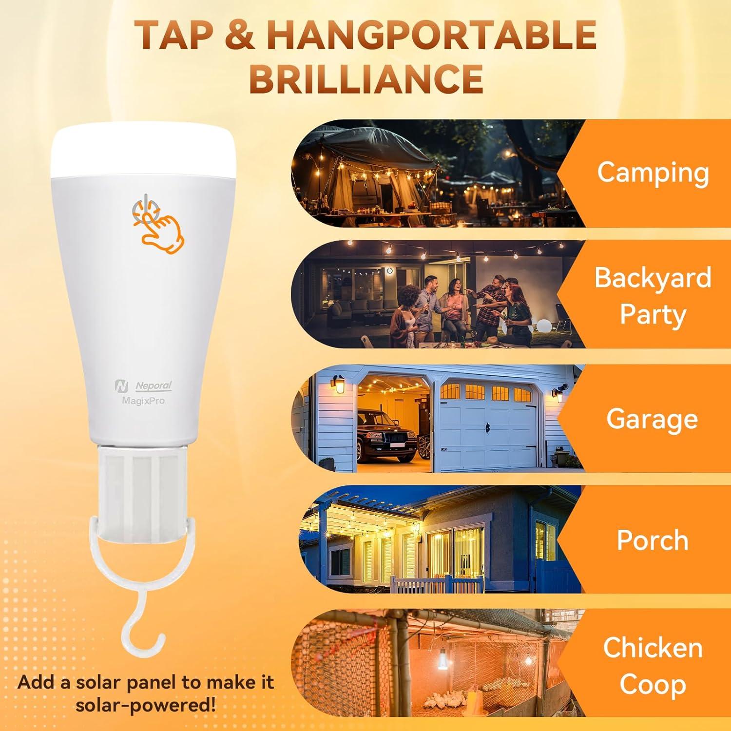 Bombillas Inteligentes Recargables Neporal MAGIXPRO 4 Pzs RGB