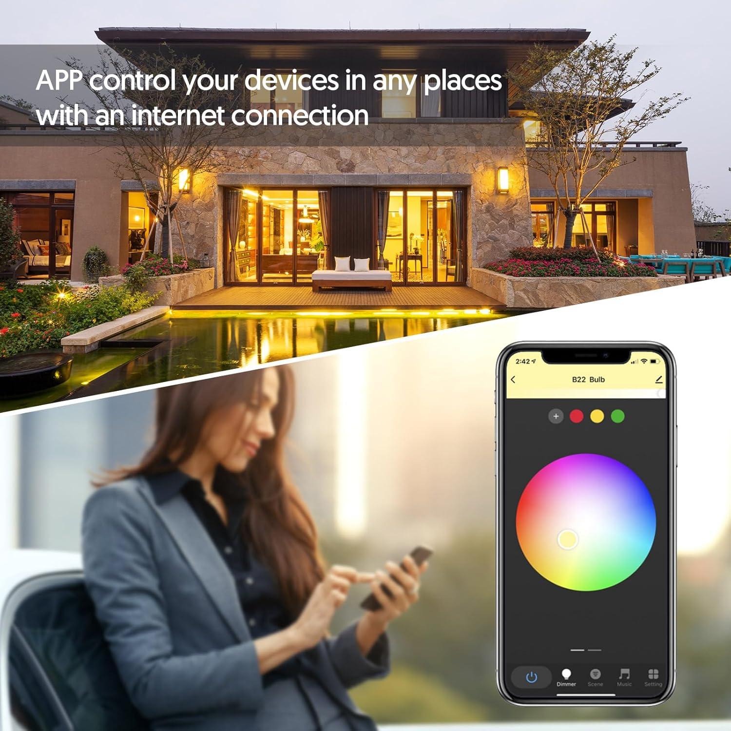 Paquete de 6 bombillas LED inteligentes E12 RGB y blanca 5W