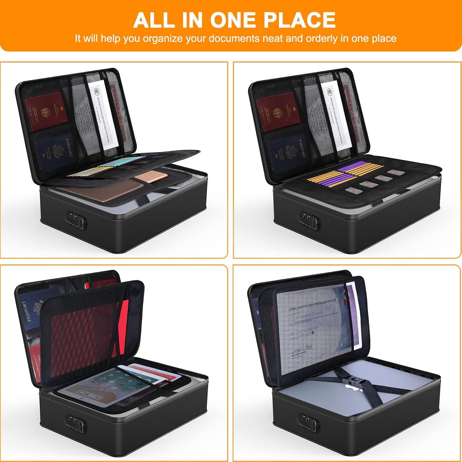 Organizador de Documentos Noiposi F30 A Prueba de Fuego Negro