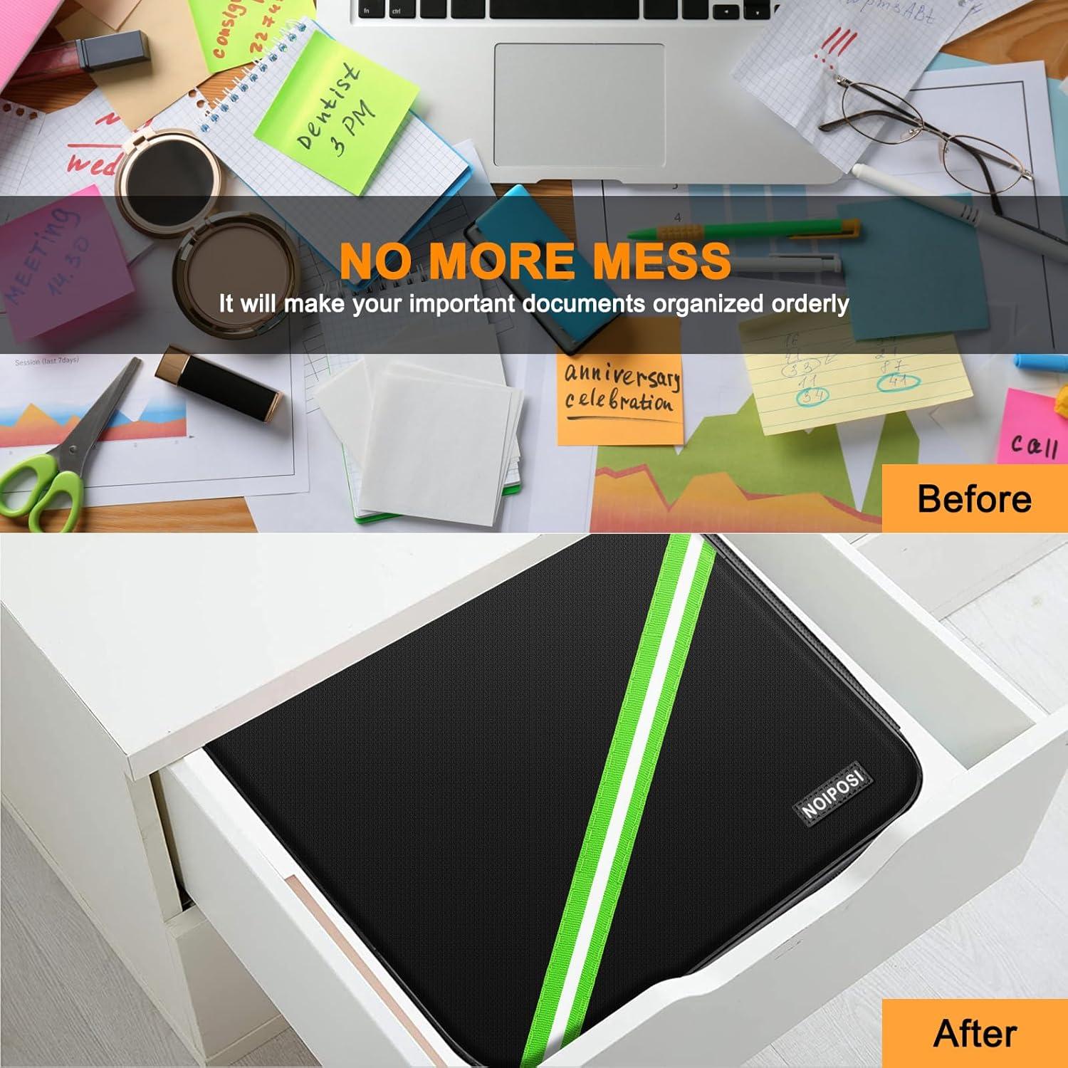 Organizador de Documentos Noiposi F30 A Prueba de Fuego Negro