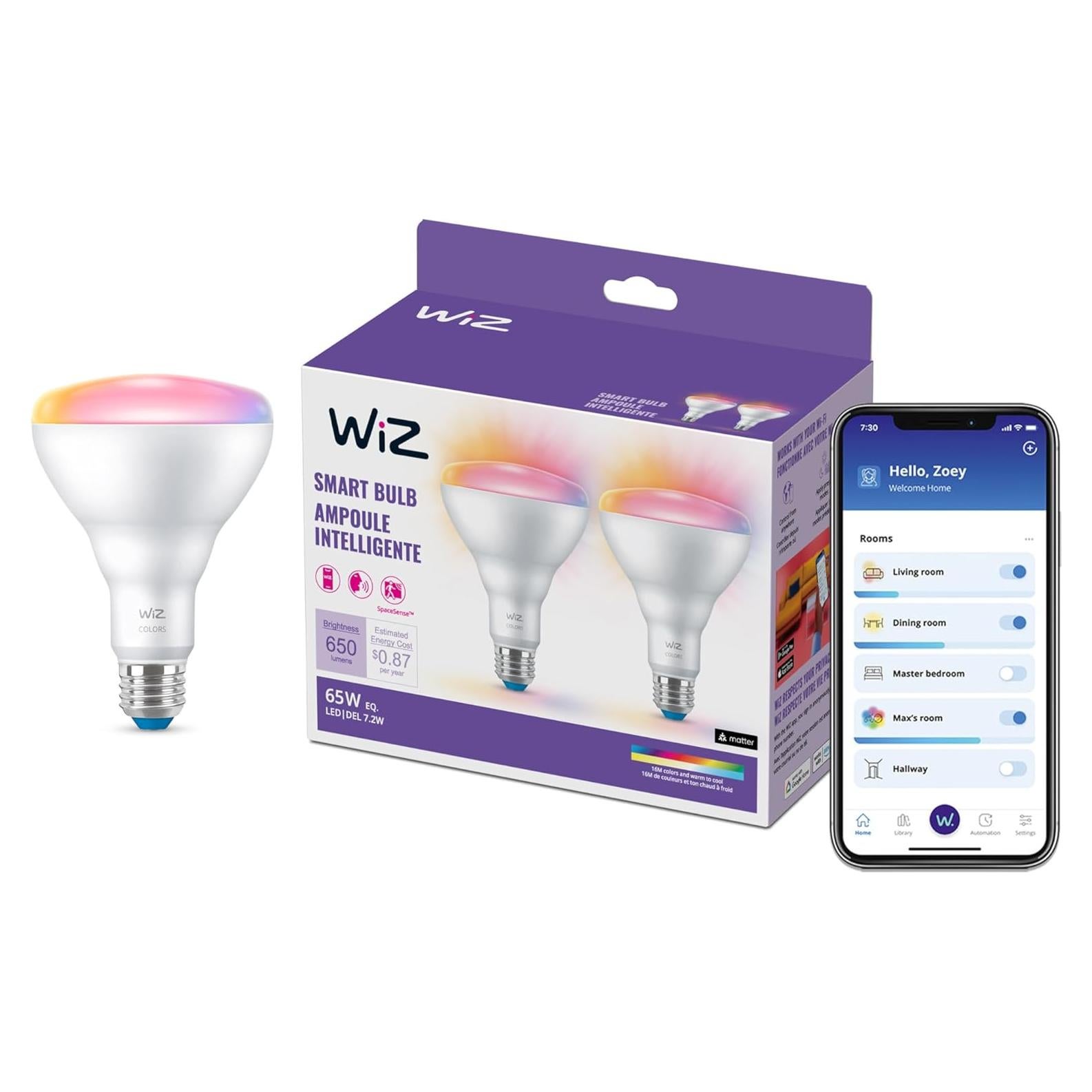 Bombillas LED WiZ Connected BR30 E26 7.2W Multicolor 2pk