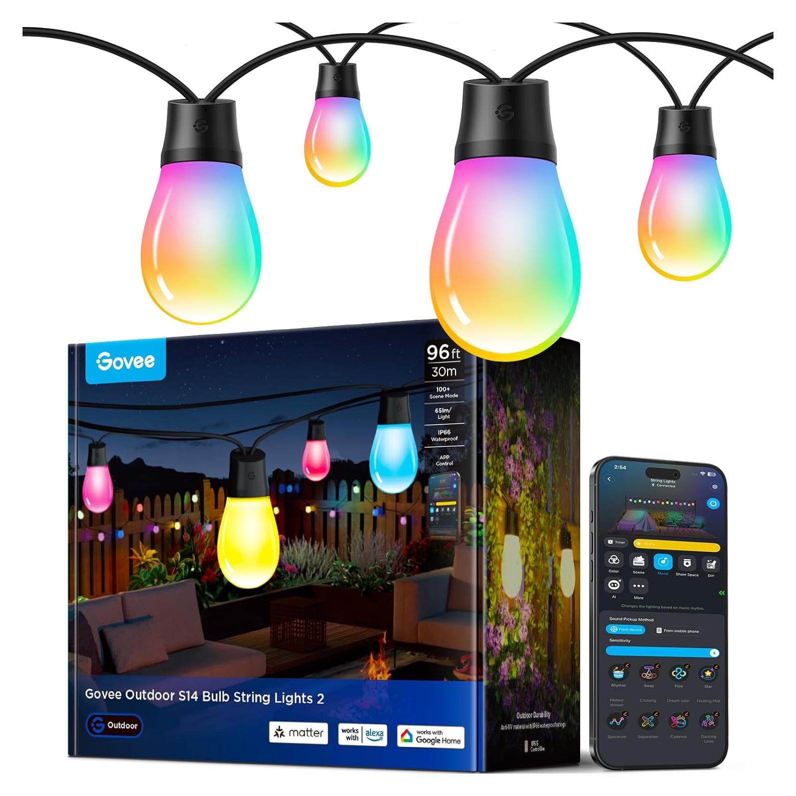 Govee S14 Luces de Cadena Exterior 29.26m RGBIC IP66