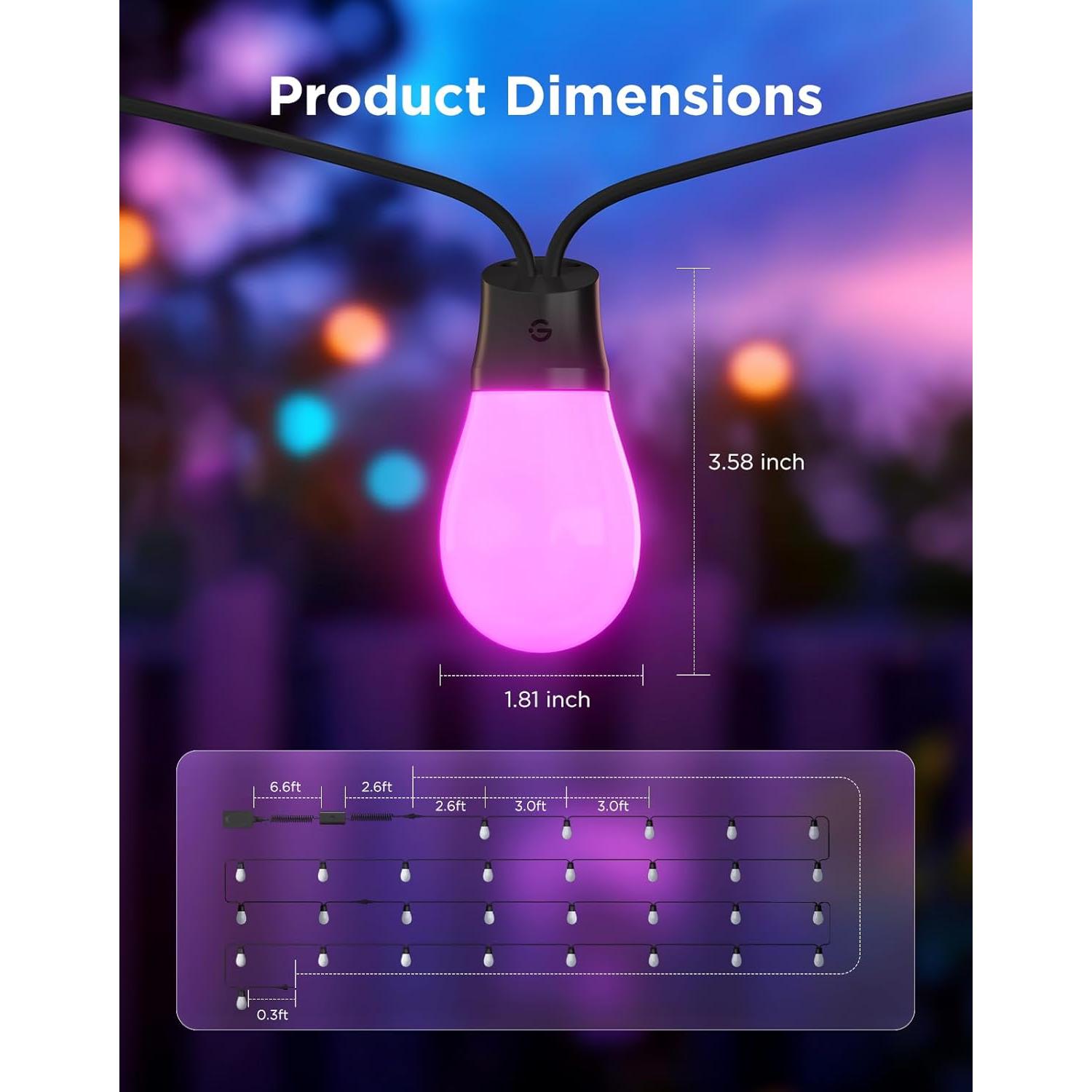 Govee S14 Luces de Cadena Exterior 29.26m RGBIC IP66