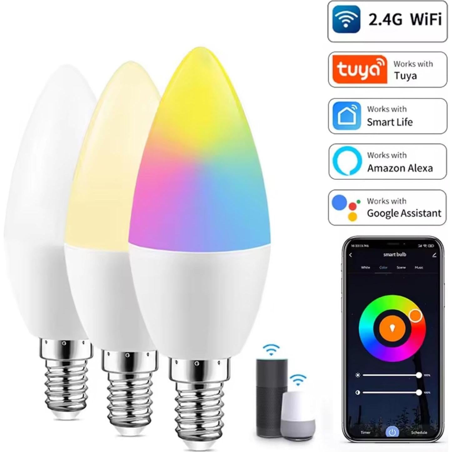 Bombillas LED Candelabro Inteligentes Sanofuturion E14 5W 450LM