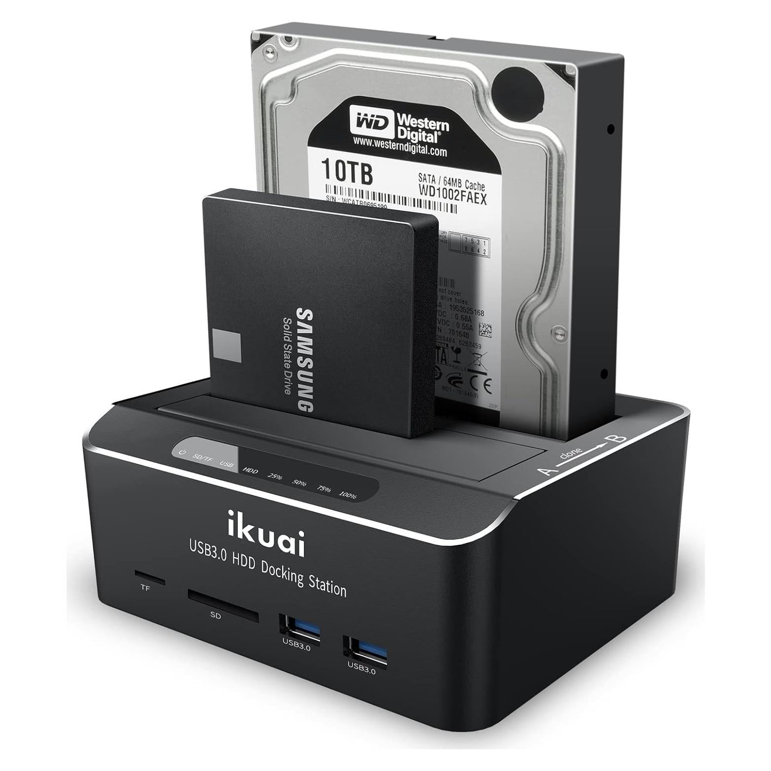 Dock Doble SATA a USB 3.0 ikuai RSH-DS02 con Clonación Offline