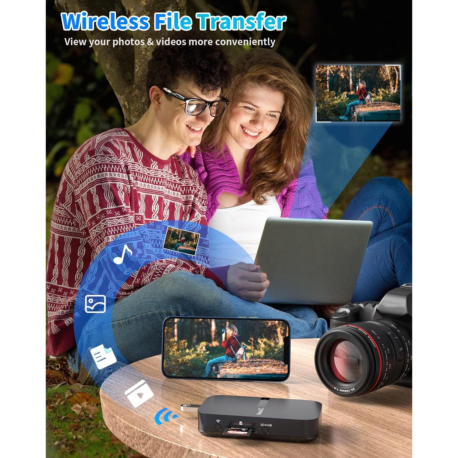 Router Inalámbrico Portátil NewQ B3 AC750 con Filehub y Lector SD