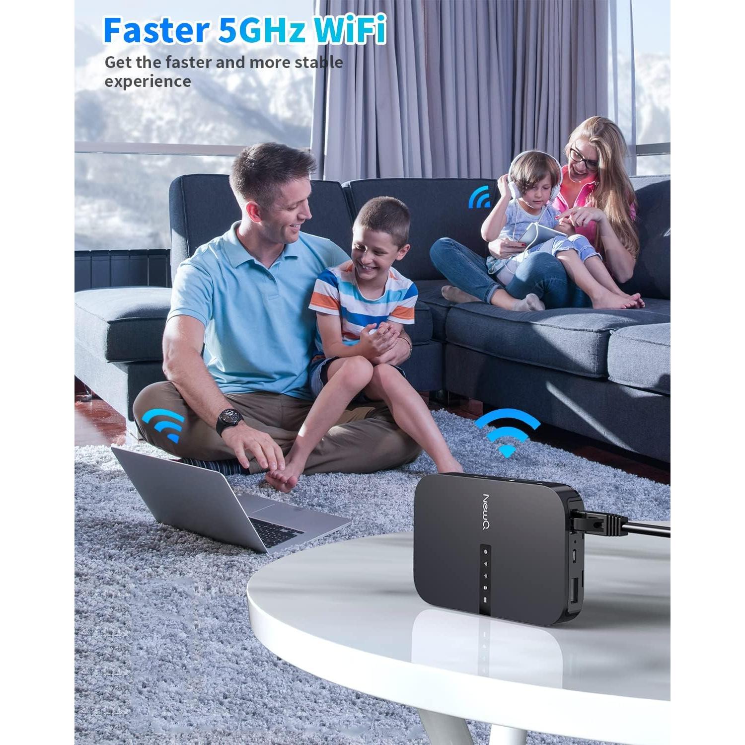 Router Inalámbrico Portátil NewQ B3 AC750 con Filehub y Lector SD