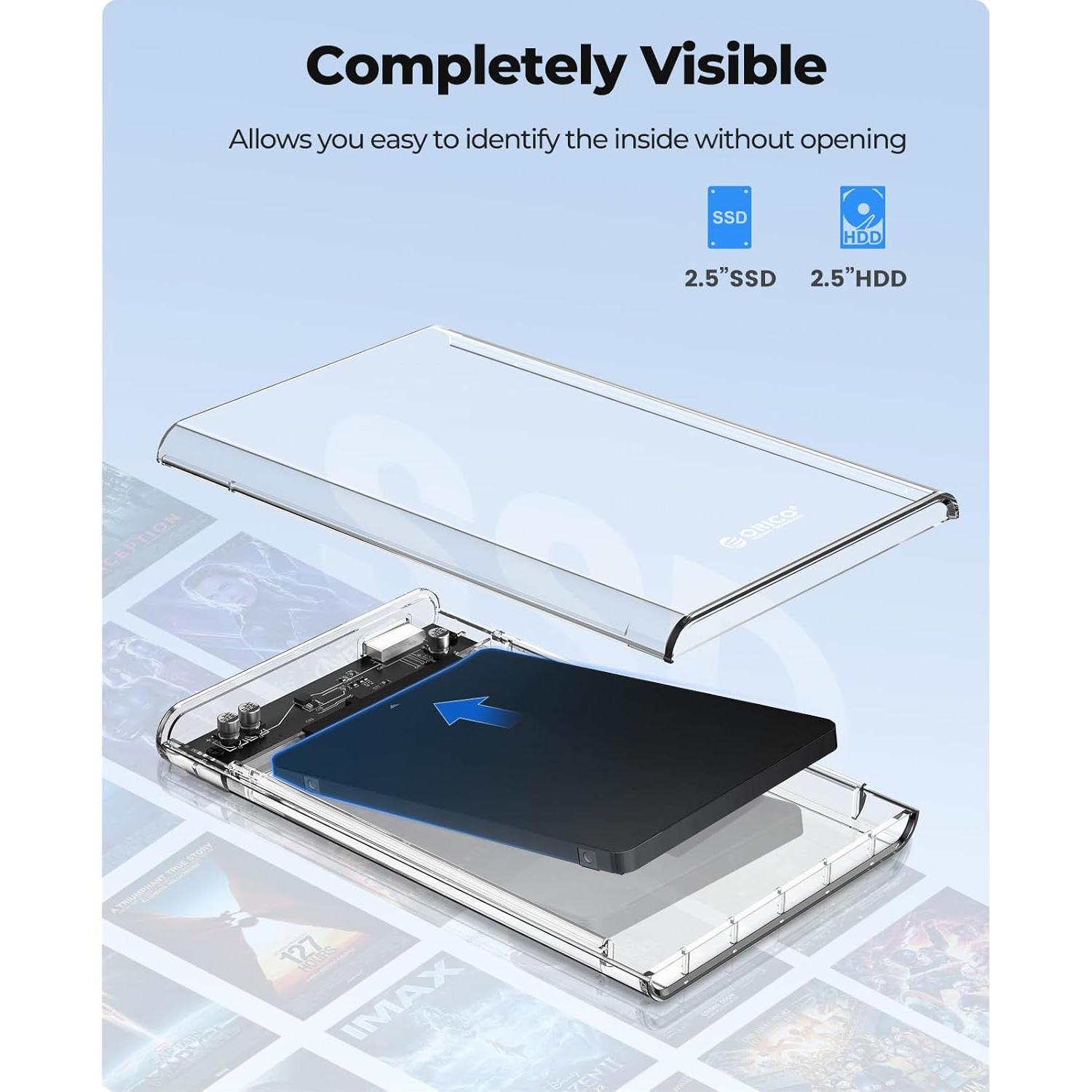 Carcasa Externa ORICO 2.5" USB 3.0 SATA III 6TB Transparente