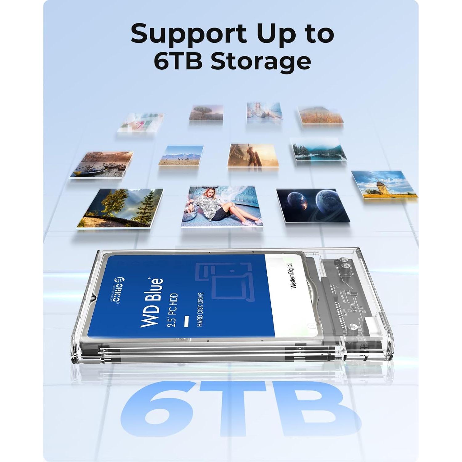 Carcasa Externa ORICO 2.5" USB 3.0 SATA III 6TB Transparente