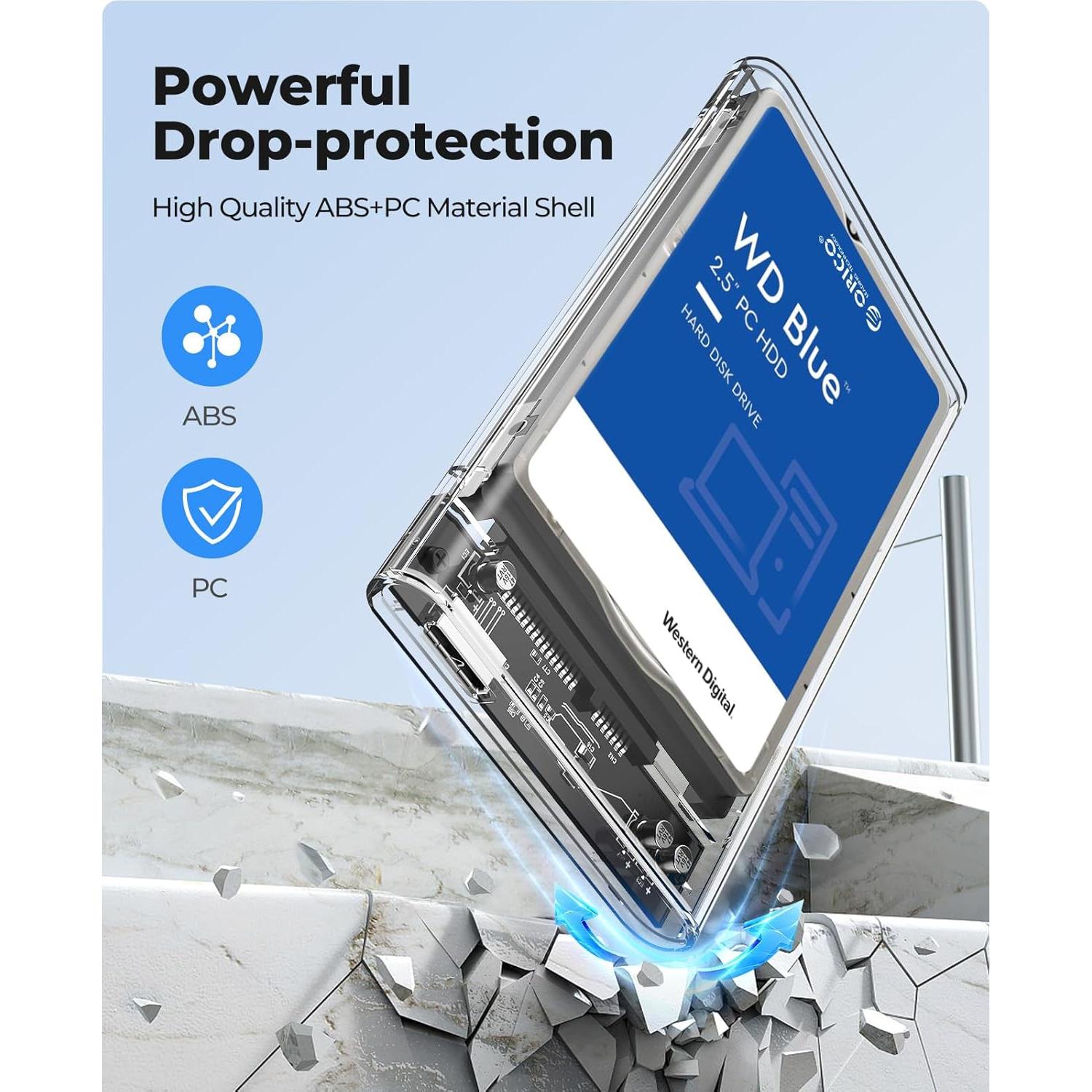 Carcasa Externa ORICO 2.5" USB 3.0 SATA III 6TB Transparente