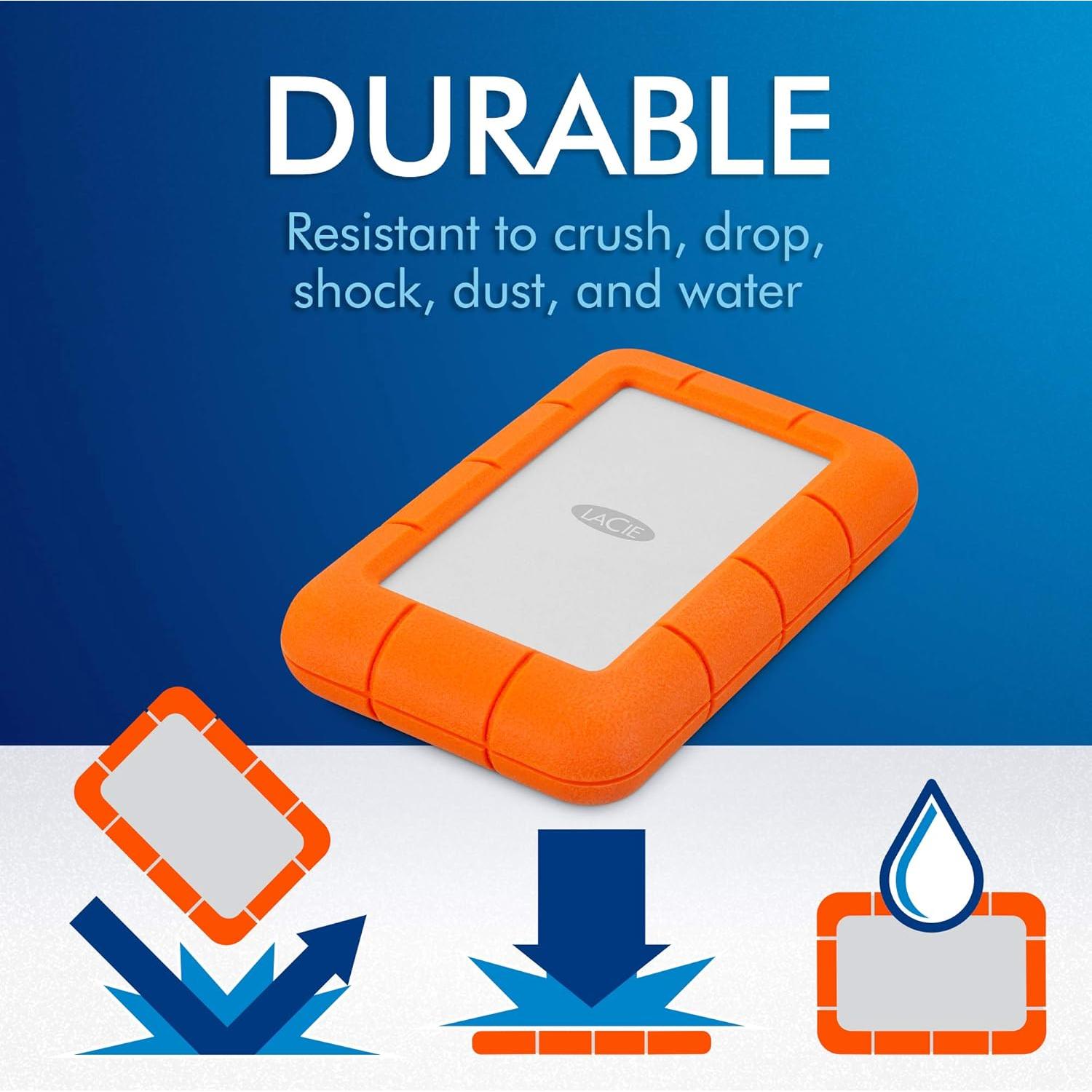 Disco Duro Externo LaCie Rugged Mini 5TB USB 3.0 Naranja
