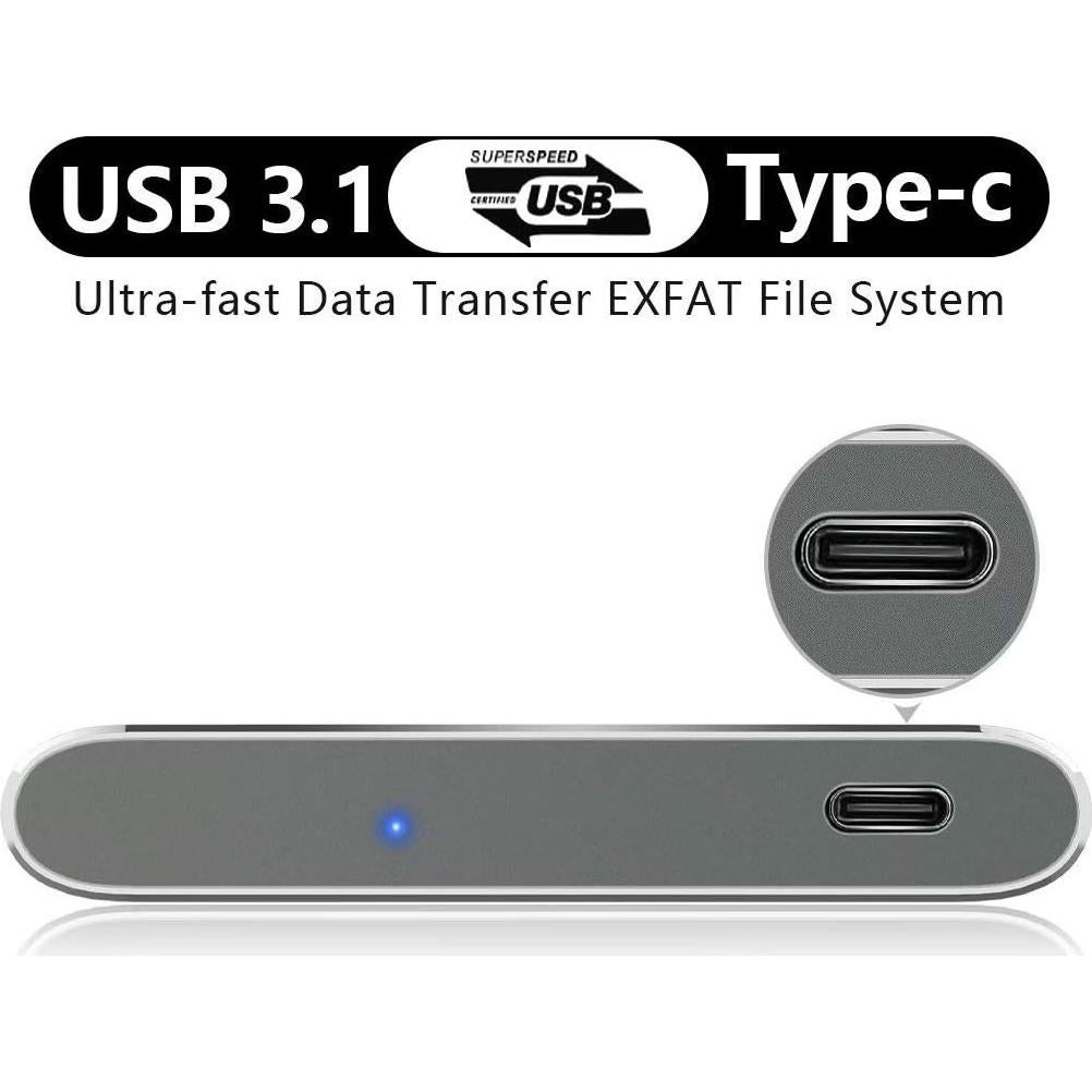 Disco Duro Externo Portátil HWAYO 1TB USB 3.1 Tipo C Negro