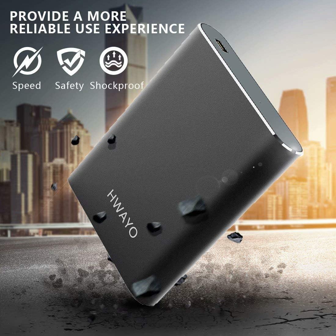 Disco Duro Externo Portátil HWAYO 1TB USB 3.1 Tipo C Negro