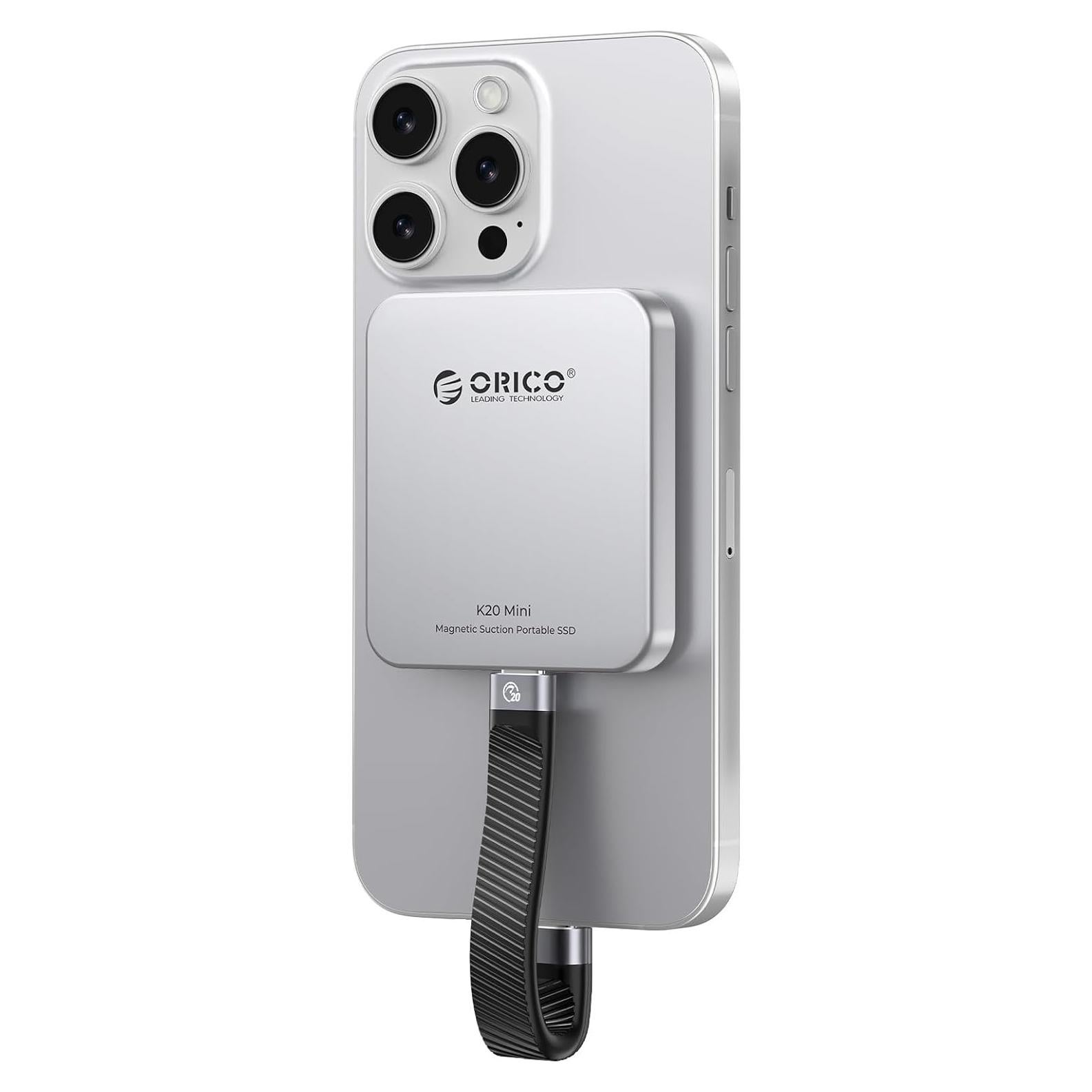 ORICO 1TB Magnetic External SSD, Aluminum Alloy, Up to 2000MB/s, 4K 120Hz ProRes HDR Record and Store, External Solid State Drive, Compatible with iPhone 16 Pro Max, Tablet, Computer - K20MINI