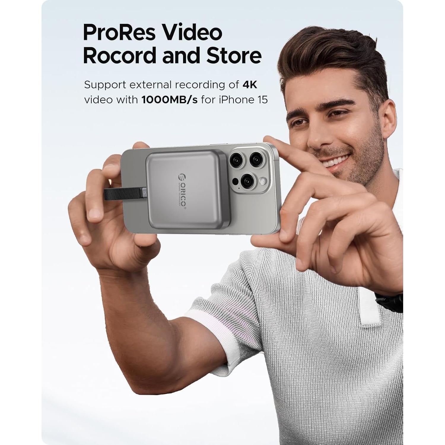 ORICO 512 GB Magnetic External SSD, 4K ProRes HDR Record and Store, 2000MB/s Stable Transmission and Storage, Portable Solid State Drive, Compatible with Smartphone, Tablet, Computer - A20PLUS