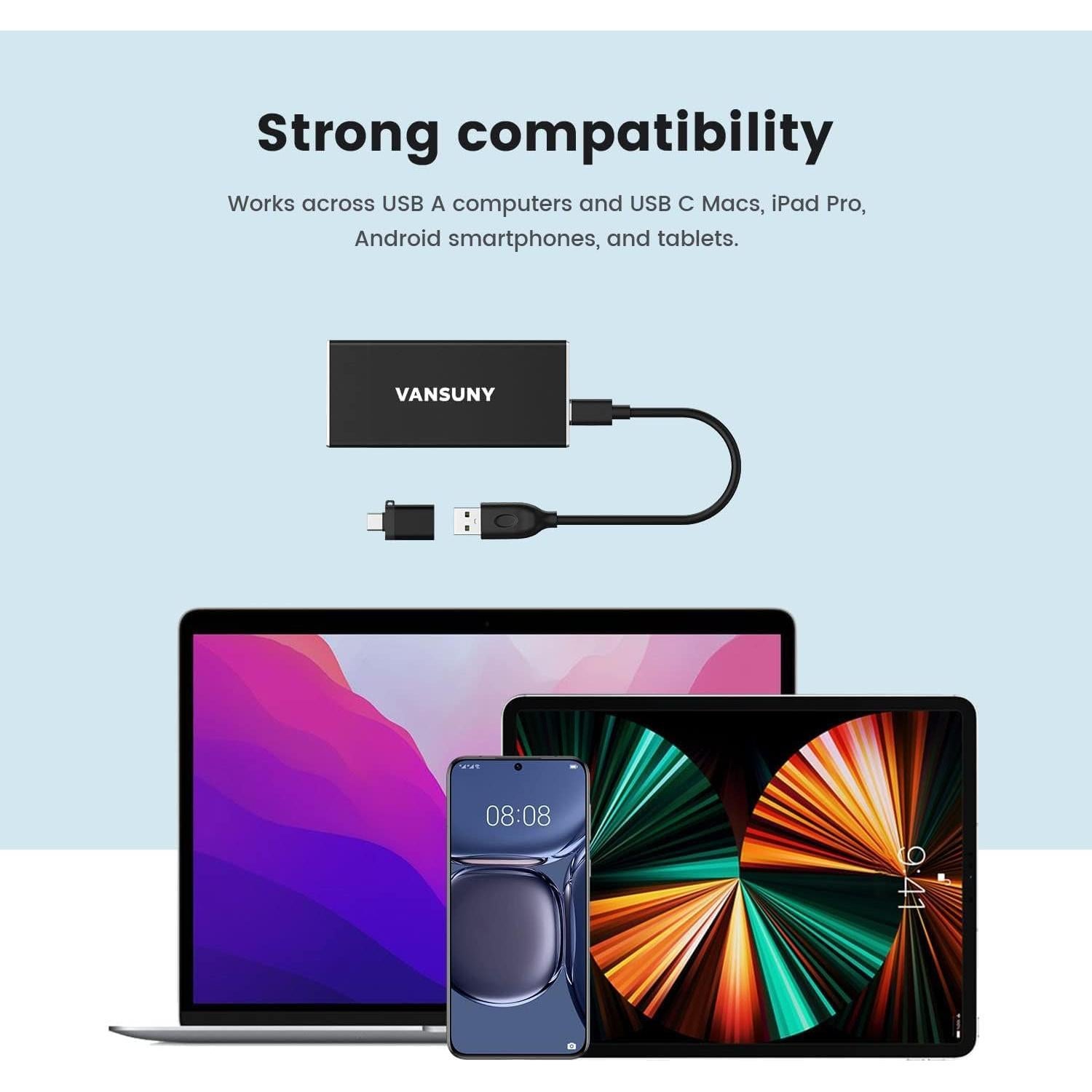 Disco Duro Externo Portátil Vansuny 2TB USB 3.1 Rápido