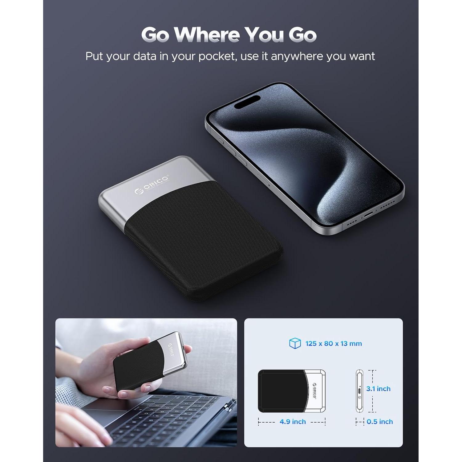 ORICO SSD Externo 1TB USB-C 3.2 Resistente al Polvo y Caídas