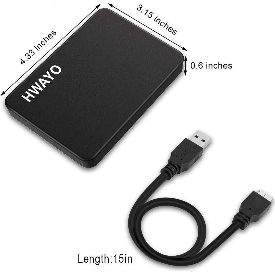 Disco Duro Externo Portátil HWAYO 1TB USB 3.0 Ultra Delgado