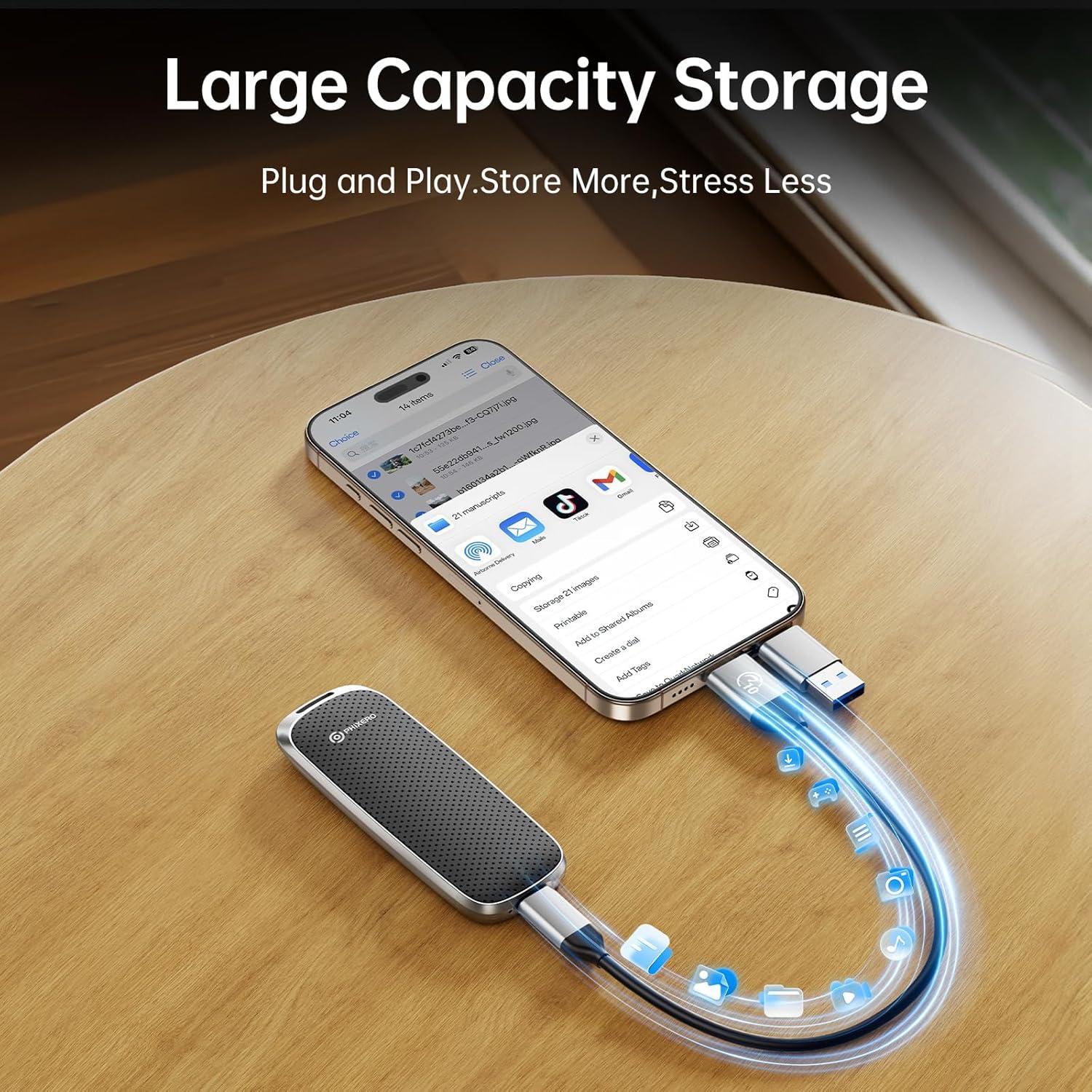 SSD Externo PHIXERO P10PRO 2TB USB 3.2 Gen2 Negro