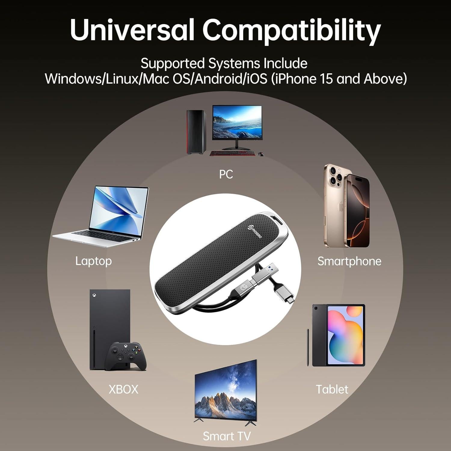 SSD Externo PHIXERO P10PRO 2TB USB 3.2 Gen2 Negro