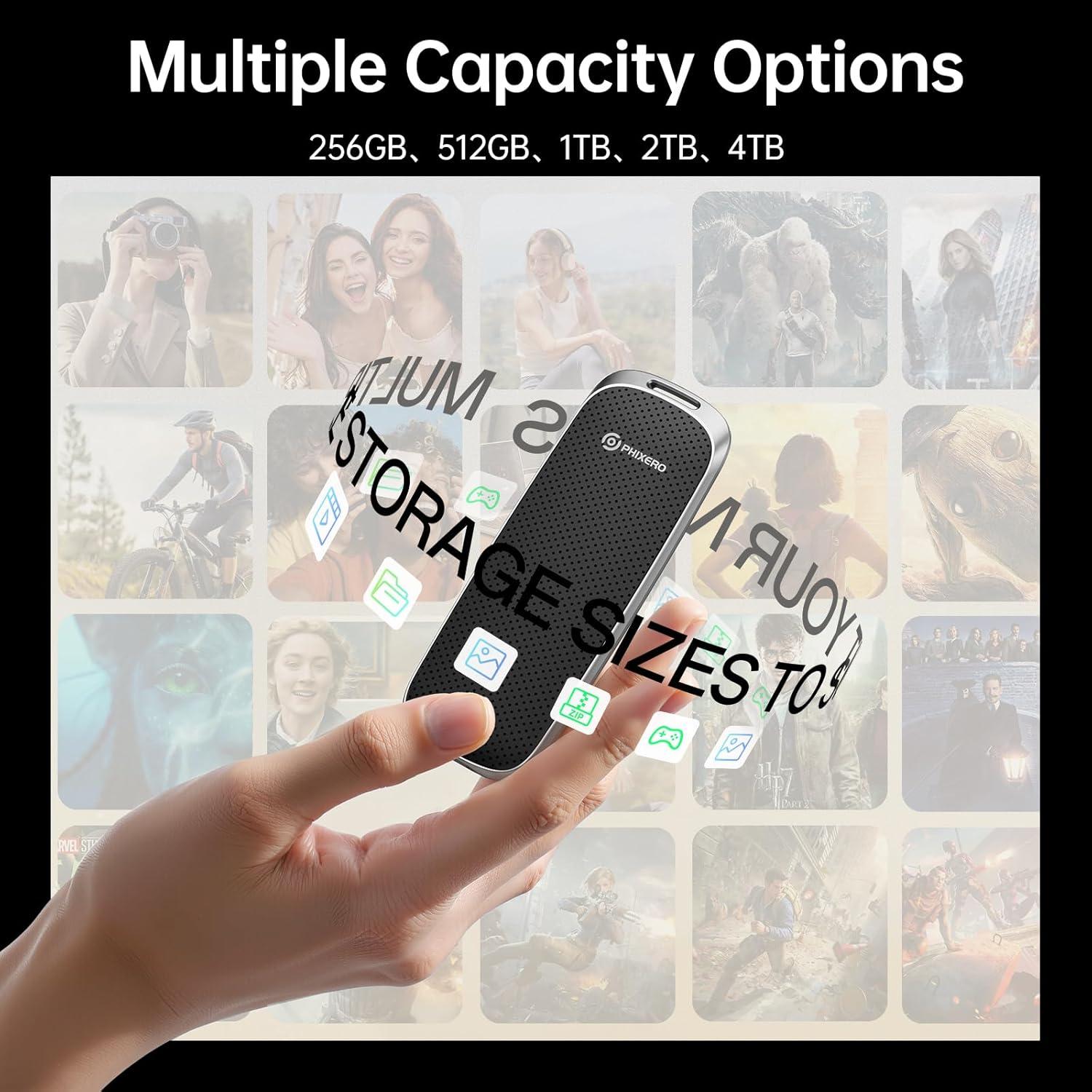 SSD Externo PHIXERO P10PRO 2TB USB 3.2 Gen2 Negro