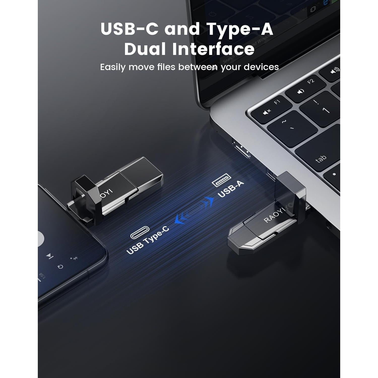 RAOYI SSD Externo 512GB USB-C y USB-A 2-en-1 450MB/s
