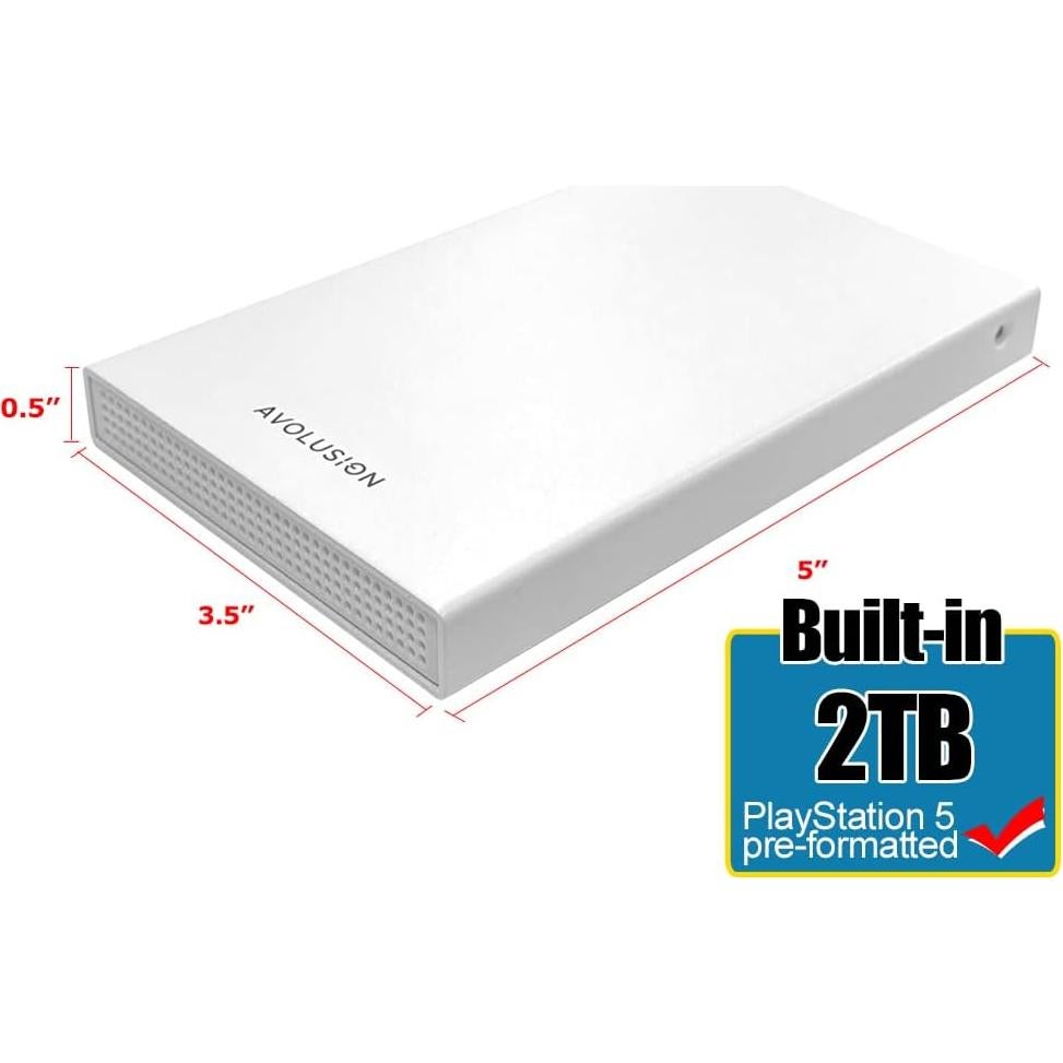 Disco Duro Externo Avolusion HD250U3-WH 2TB USB 3.0 Blanco PS5