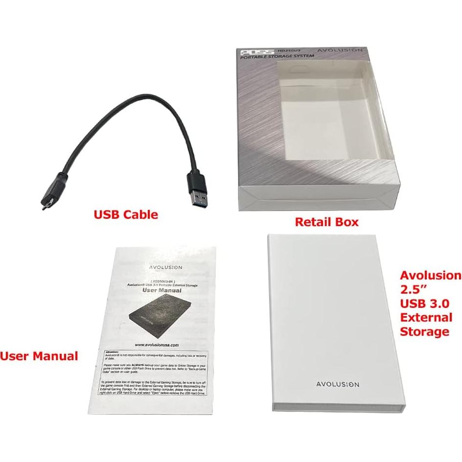 Disco Duro Externo Avolusion HD250U3-WH 2TB USB 3.0 Blanco PS5