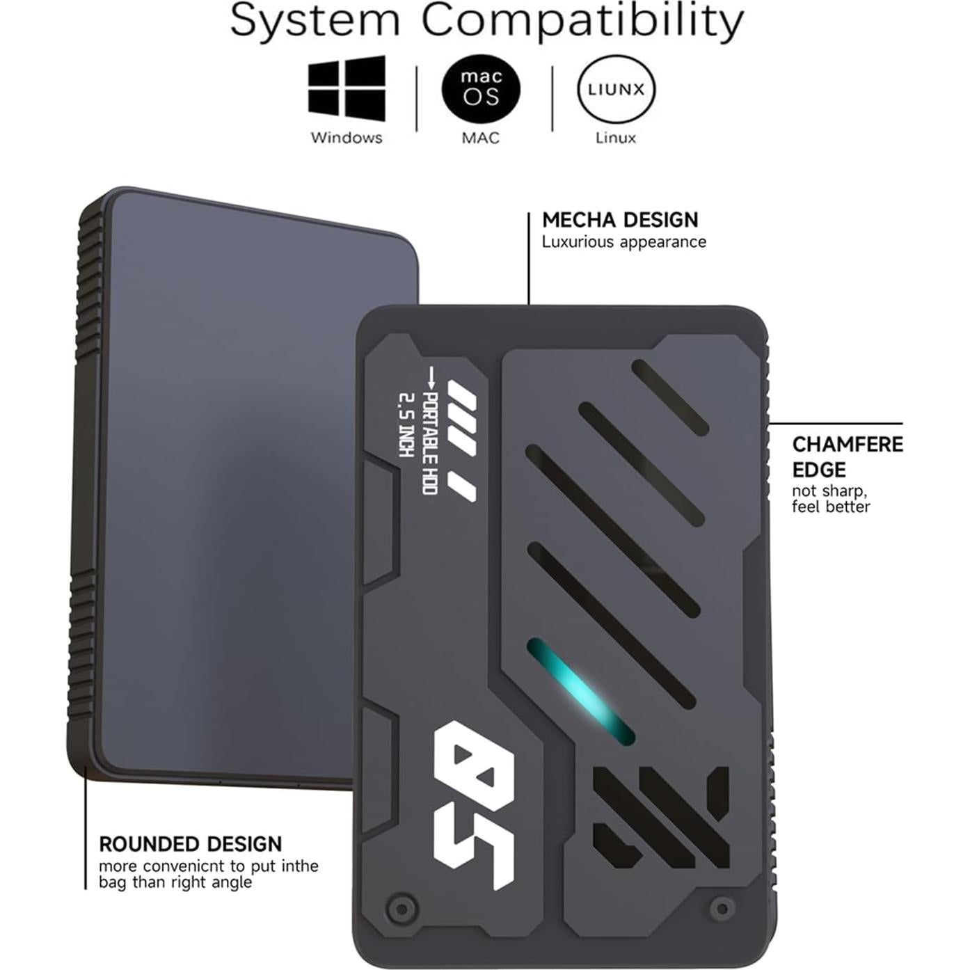 Disco Duro Externo Portátil Tianken 320GB USB 3.1 Tipo C