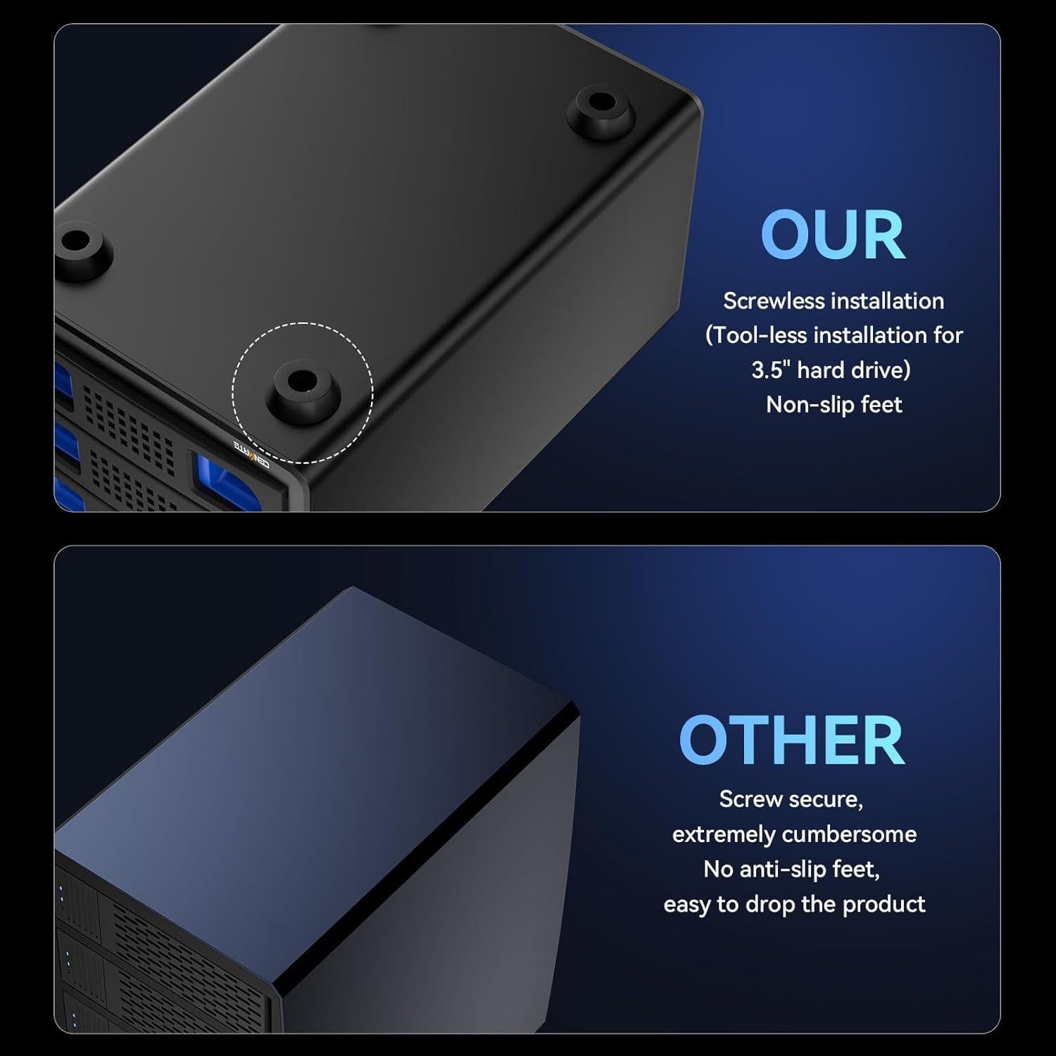 Caja de Disco Duro Externa Cenmate 3 Bahías USB 3.0 60TB