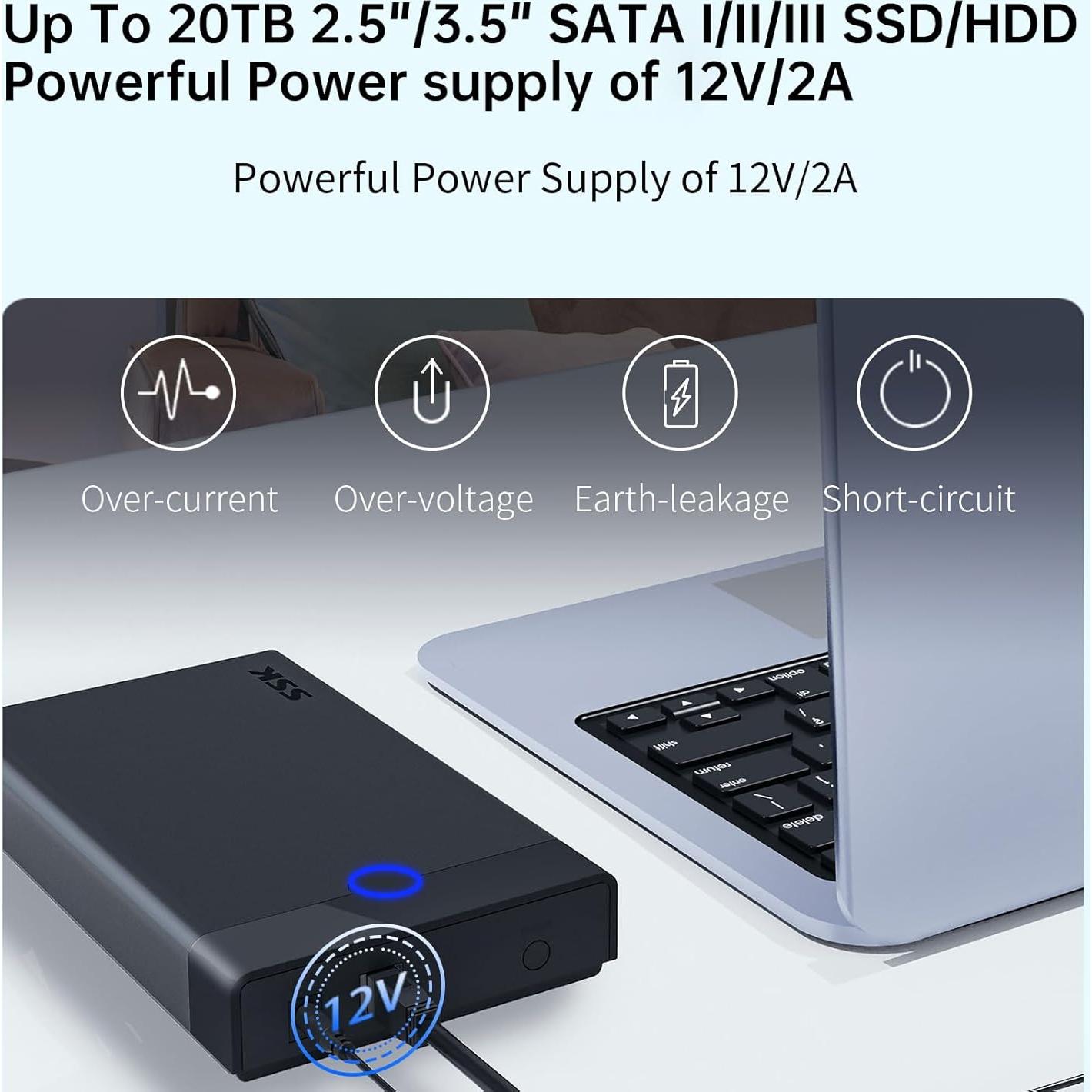 Carcasa de Disco Duro Externo SSK 3.5 USB 3.0 hasta 20TB