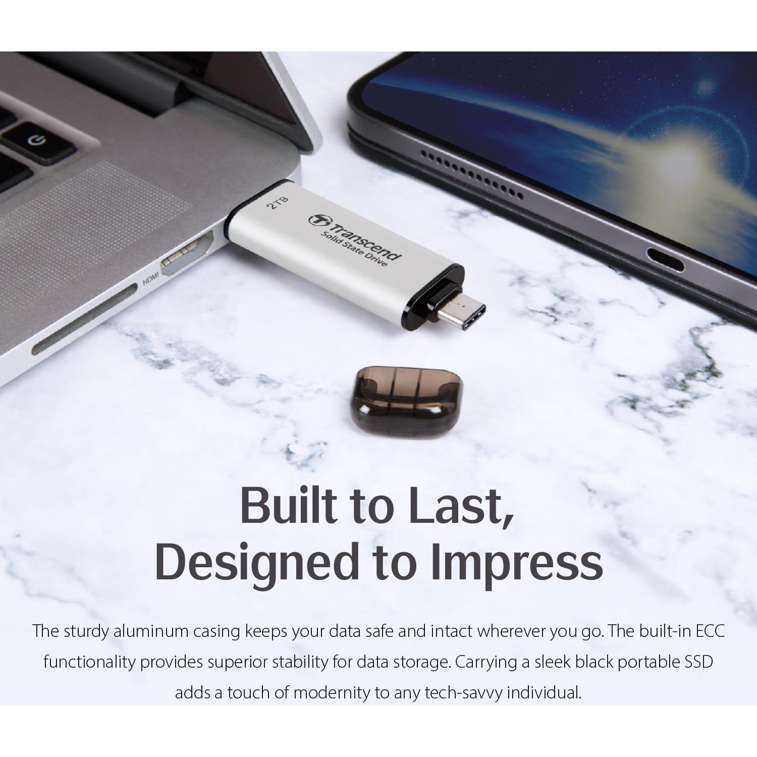 Transcend 1TB SSD Externo USB 3.2, Velocidad 1050MB/s, Rosa