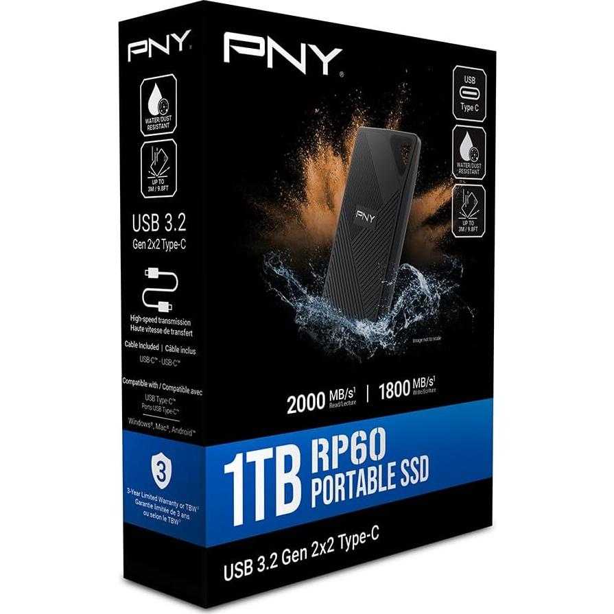 PNY RP60 1TB SSD Portátil Resistente USB-C IP65