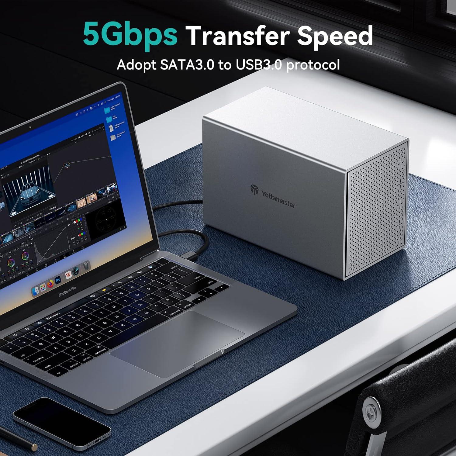 Caja Externa HDD Yottamaster 5 Bahías USB 3.0 Aluminio 80TB