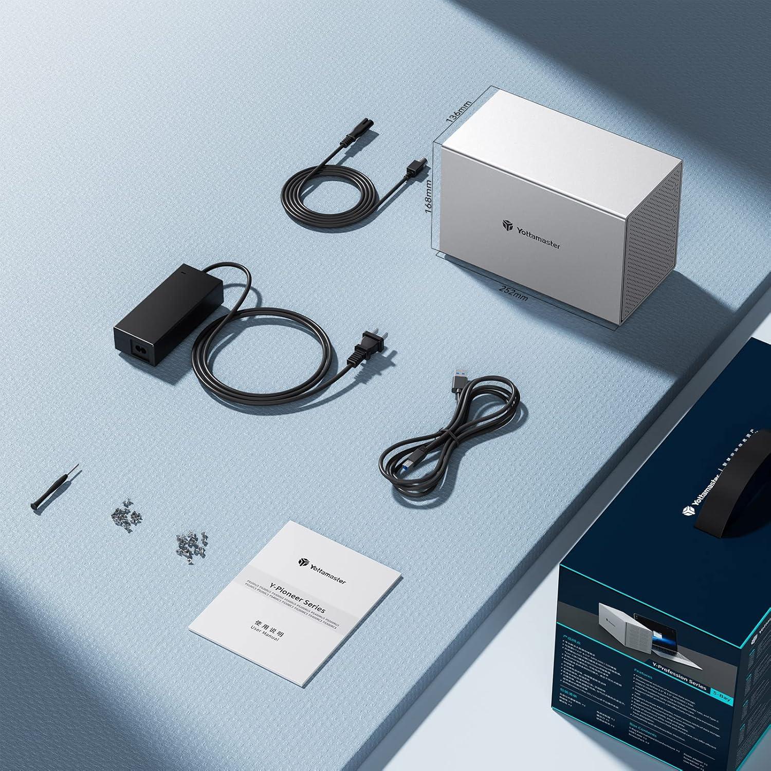 Caja Externa HDD Yottamaster 5 Bahías USB 3.0 Aluminio 80TB