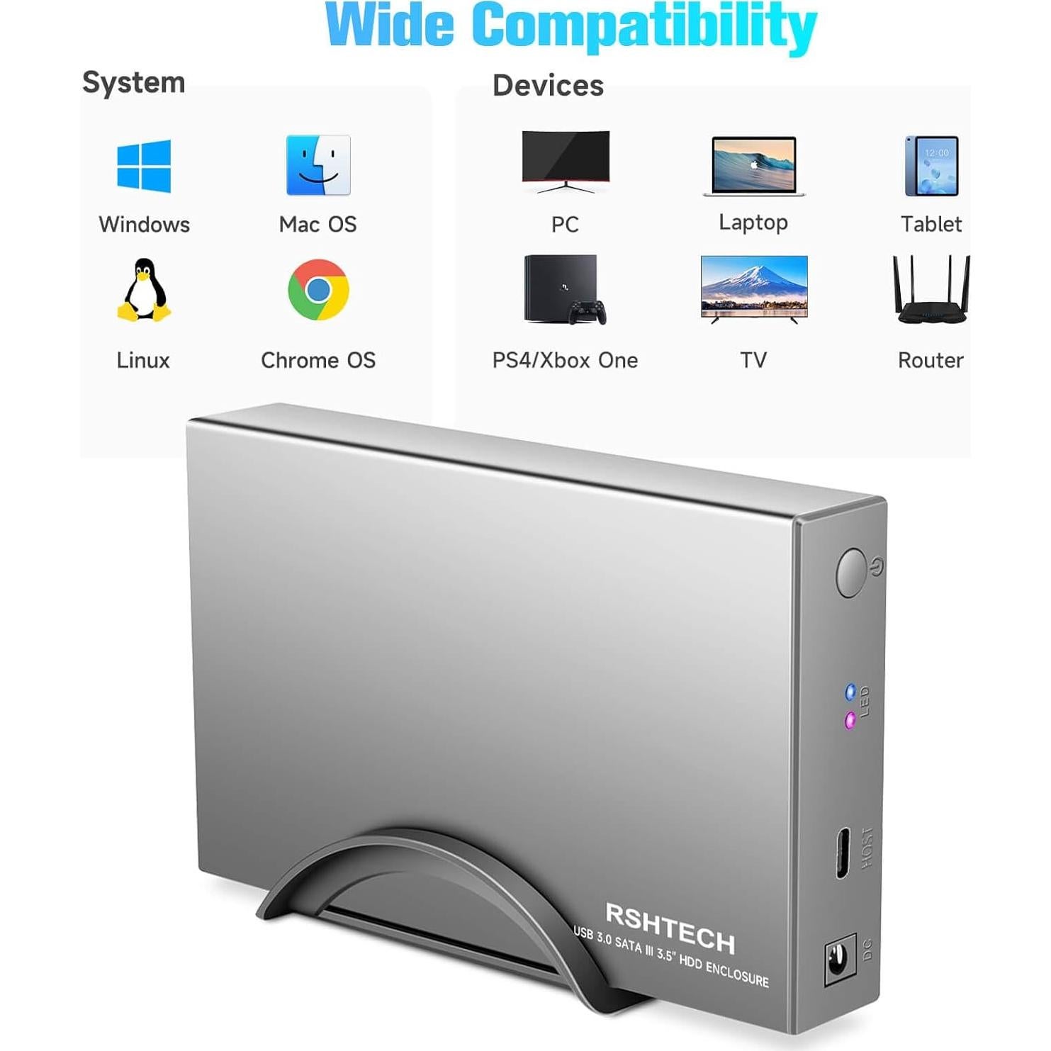 Carcasa de Disco Duro Externa RSHTECH RSH-339STC USB-C 3.5"