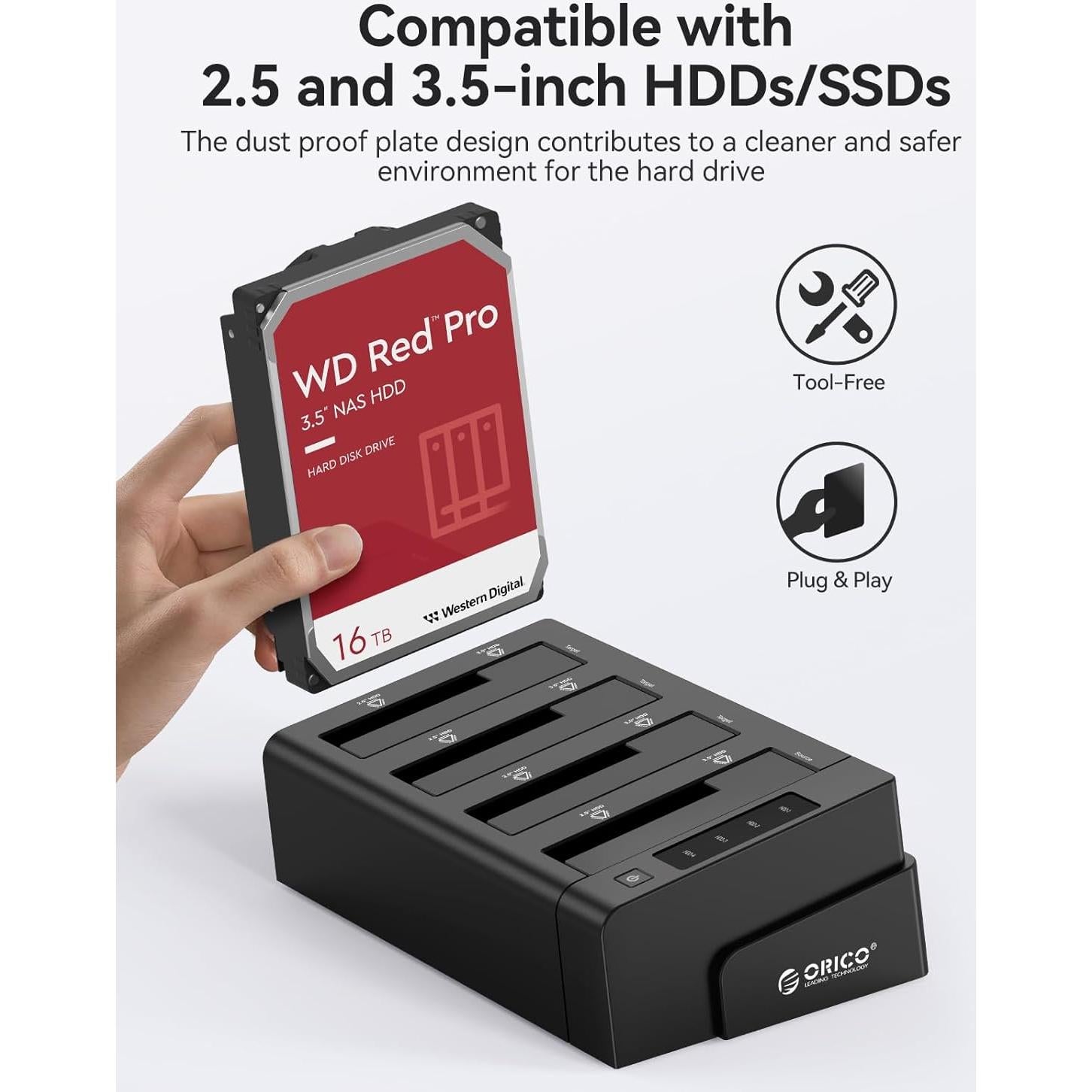 Estación de Acoplamiento ORICO 6648US3 4 Bahías USB 3.0 80TB