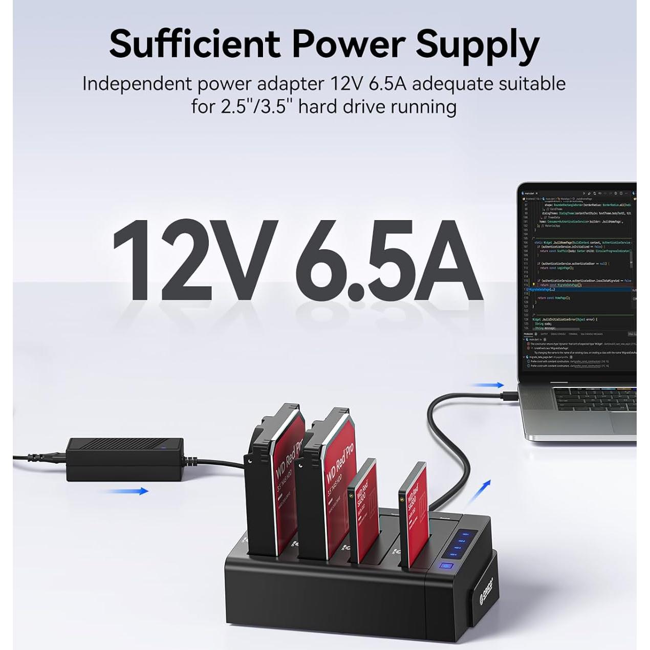 Estación de Acoplamiento ORICO 6648US3 4 Bahías USB 3.0 80TB