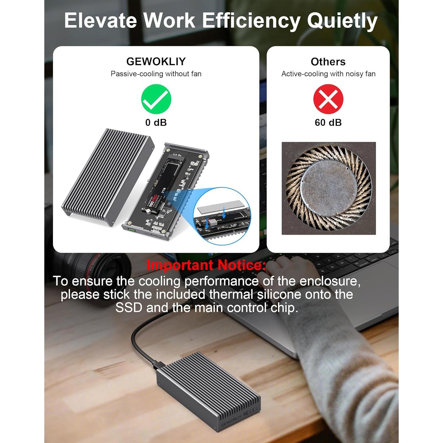 Caja NVMe M.2 Gewokliy 40Gbps Aluminio 8TB USB-C