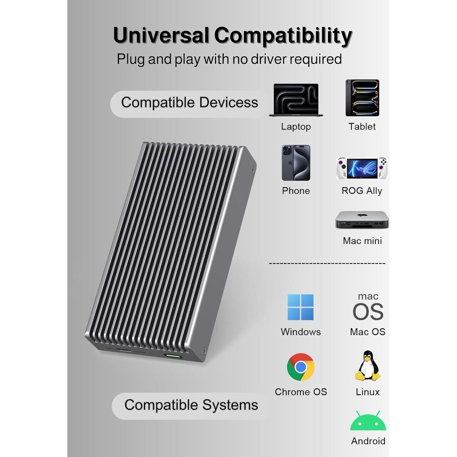 Caja NVMe M.2 Gewokliy 40Gbps Aluminio 8TB USB-C