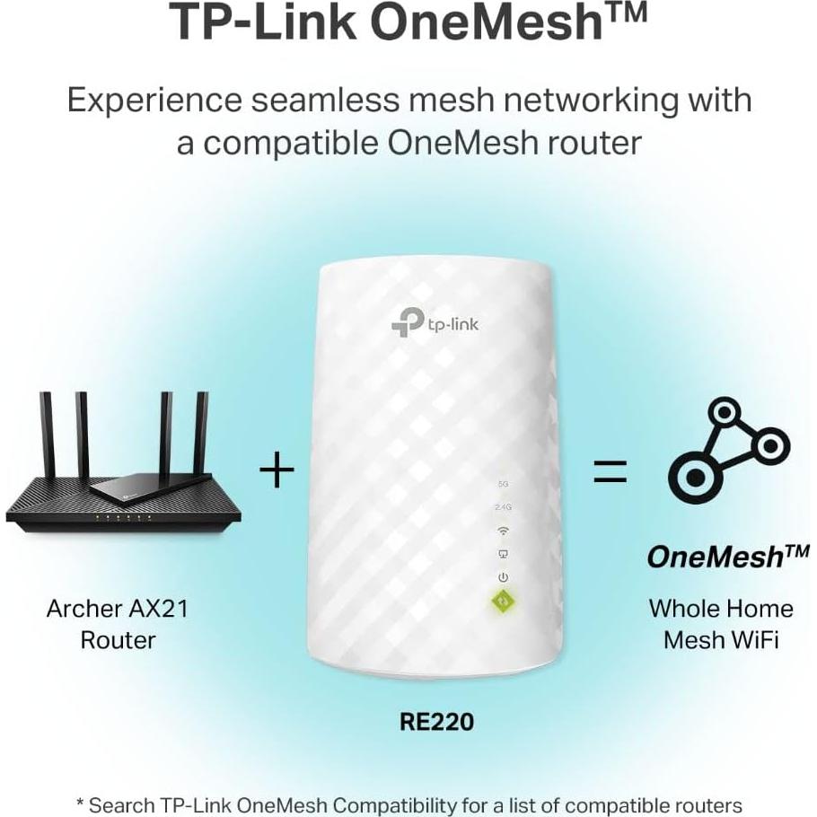 Extensor de WiFi TP-Link RE220 Banda Dual 5GHz/2.4GHz 111m²