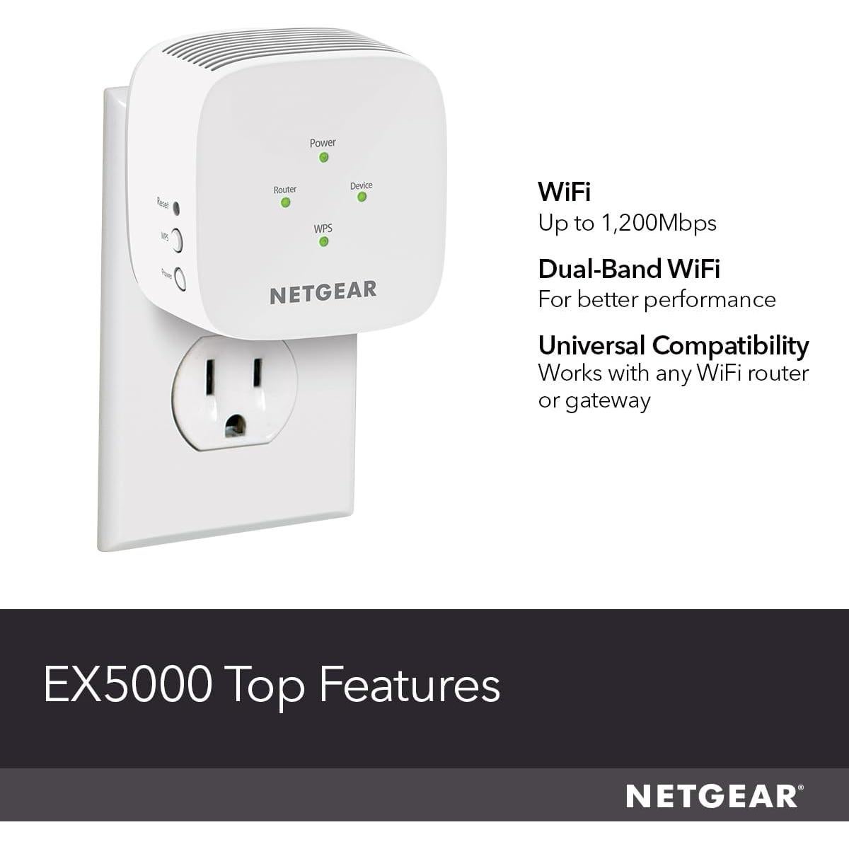 Extensor de Rango WiFi Doble Banda NETGEAR EX5000 1200 Mbps