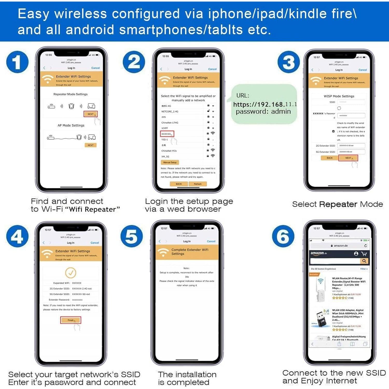 Extensor de Rango WiFi ZiShu, Repetidor Inalámbrico 300Mbps