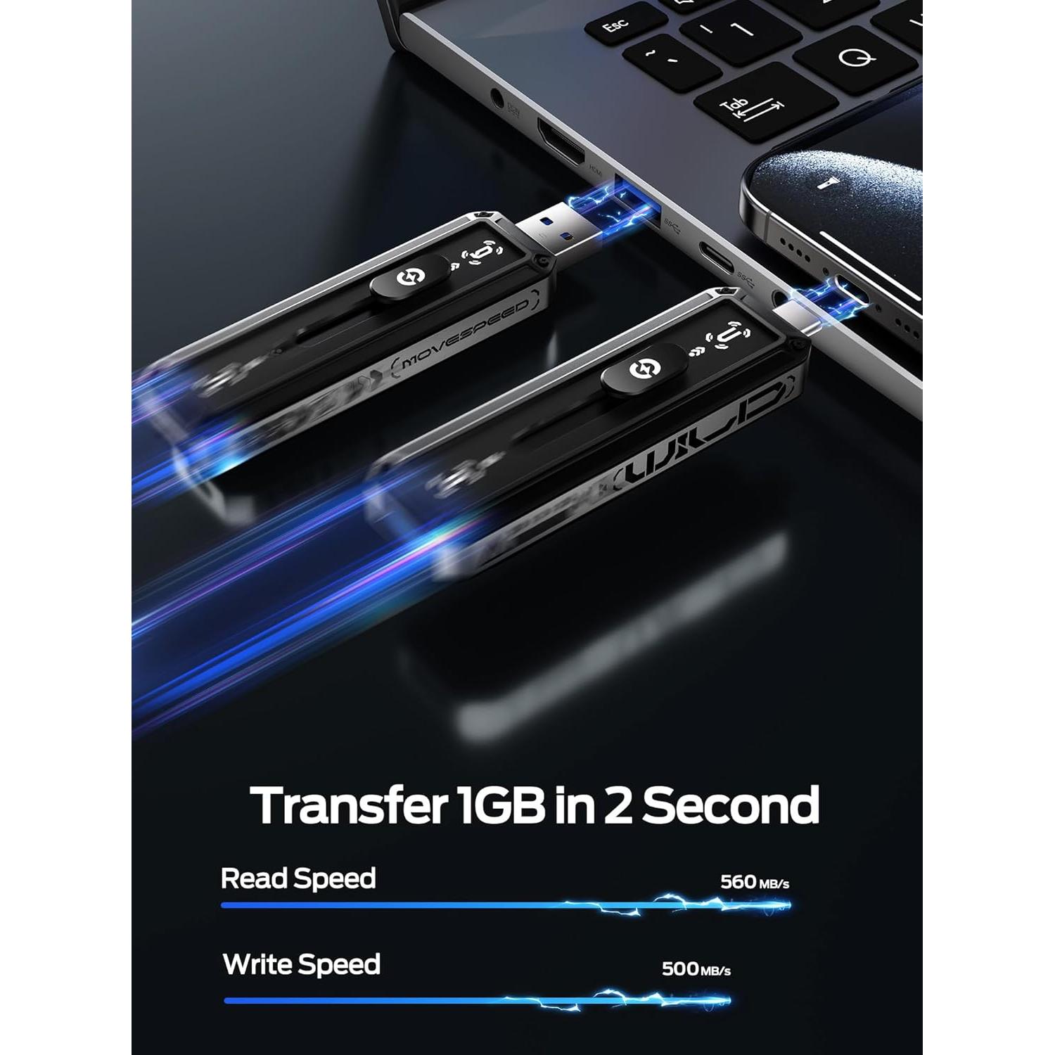 SSD Externo MOVE SPEED 1TB USB 3.2 Doble Puerto 560MB/s