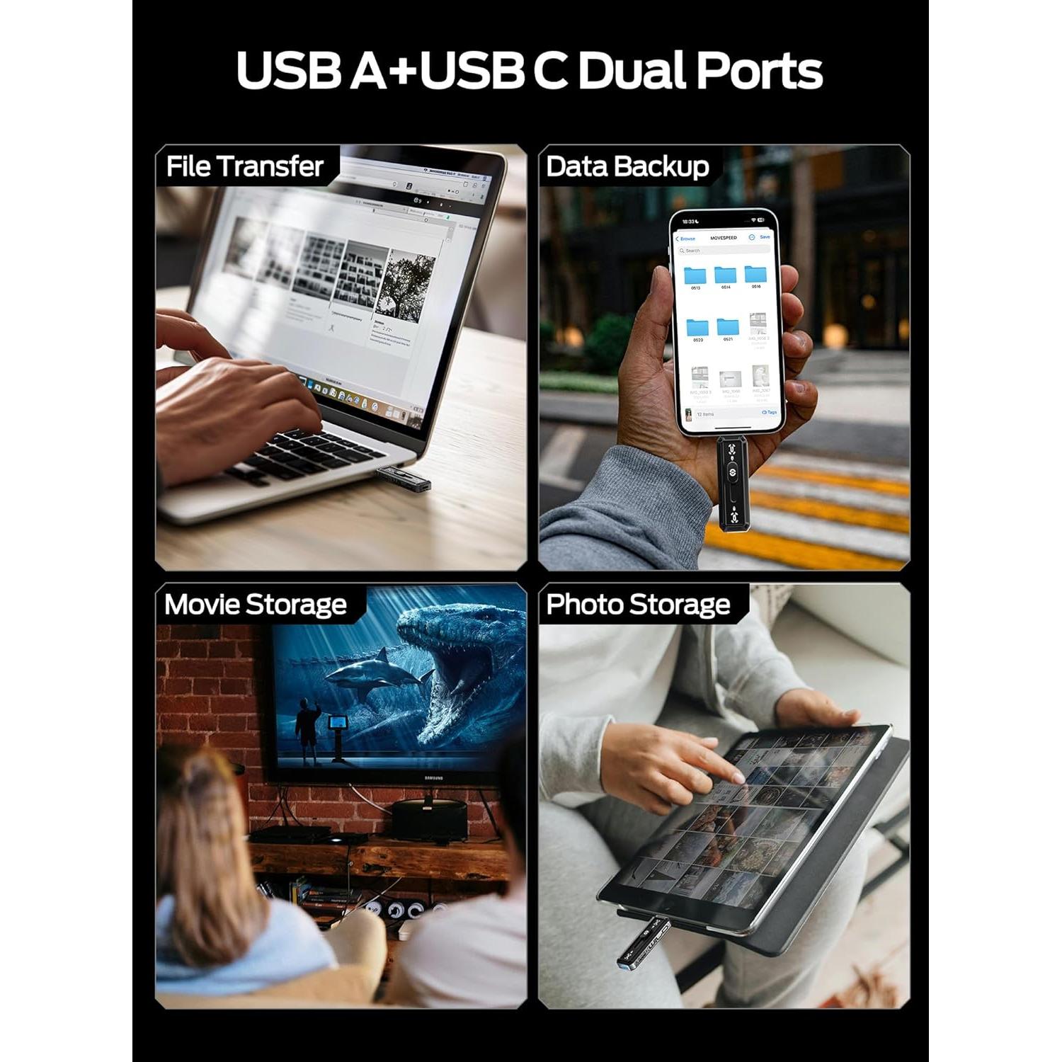 SSD Externo MOVE SPEED 1TB USB 3.2 Doble Puerto 560MB/s