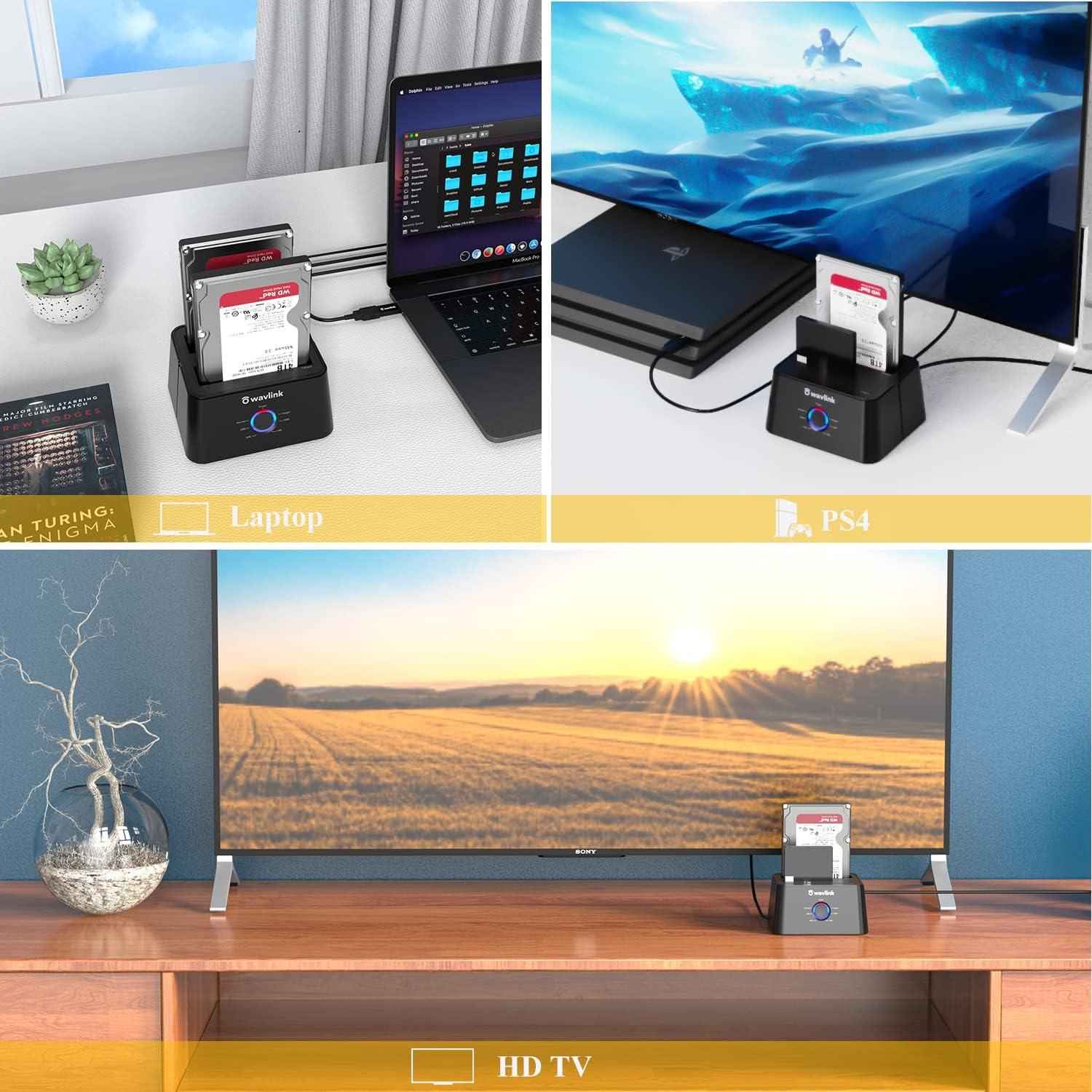 Estación de Acoplamiento Doble Bahía WAVLINK USB 3.0 a SATA 16TB