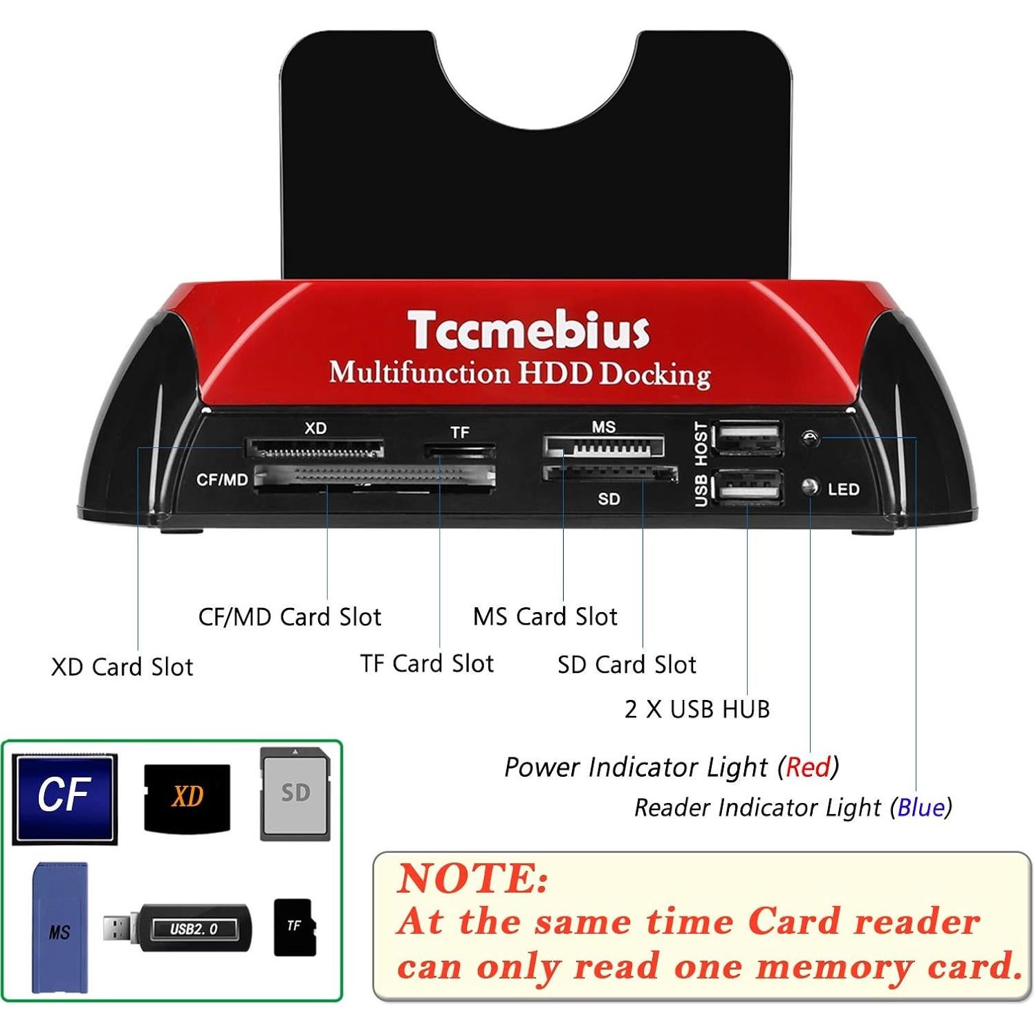 Estación de Acoplamiento Tccmebius USB 2.0 para HDD/SSD 2.5"/3.5"