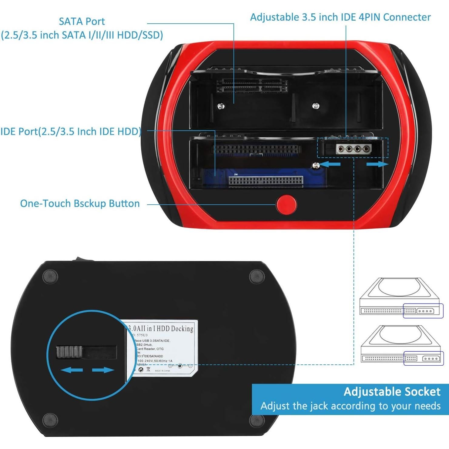 Estación de Acoplamiento Tccmebius USB 2.0 para HDD/SSD 2.5"/3.5"