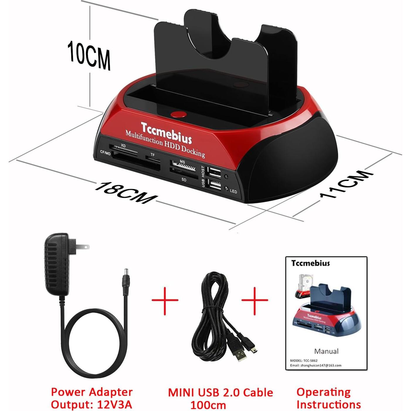Estación de Acoplamiento Tccmebius USB 2.0 para HDD/SSD 2.5"/3.5"