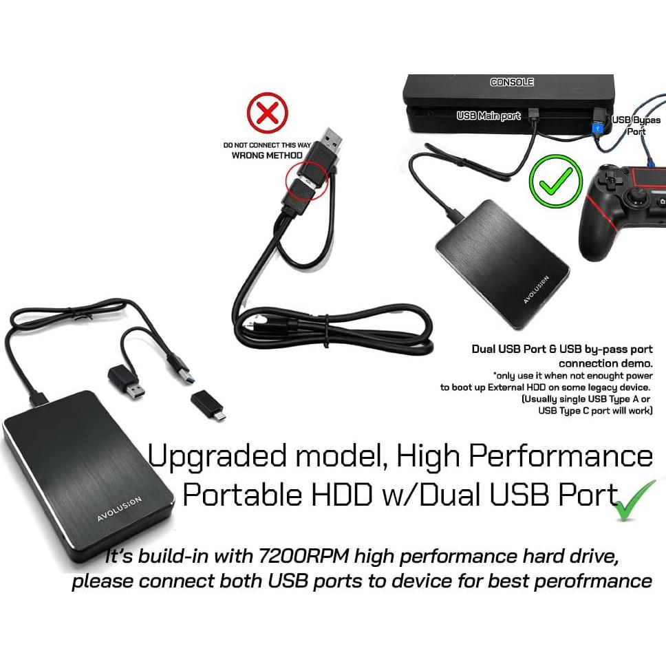 Disco Duro Externo Avolusion 2TB USB 3.0 Blanco para PS5/PS4